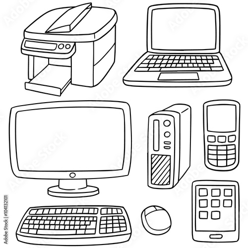 vector set of computer, smart device and computer accessories