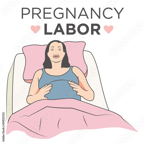 Pregnant Woman in a Hospital Bed Laboring Through the Expecting Stages of Birth