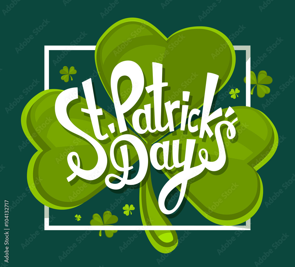 Naklejka premium Vector illustration of St. Patrick's Day greeting with large tri