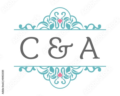 C & A Initial Wedding Ornament Logo