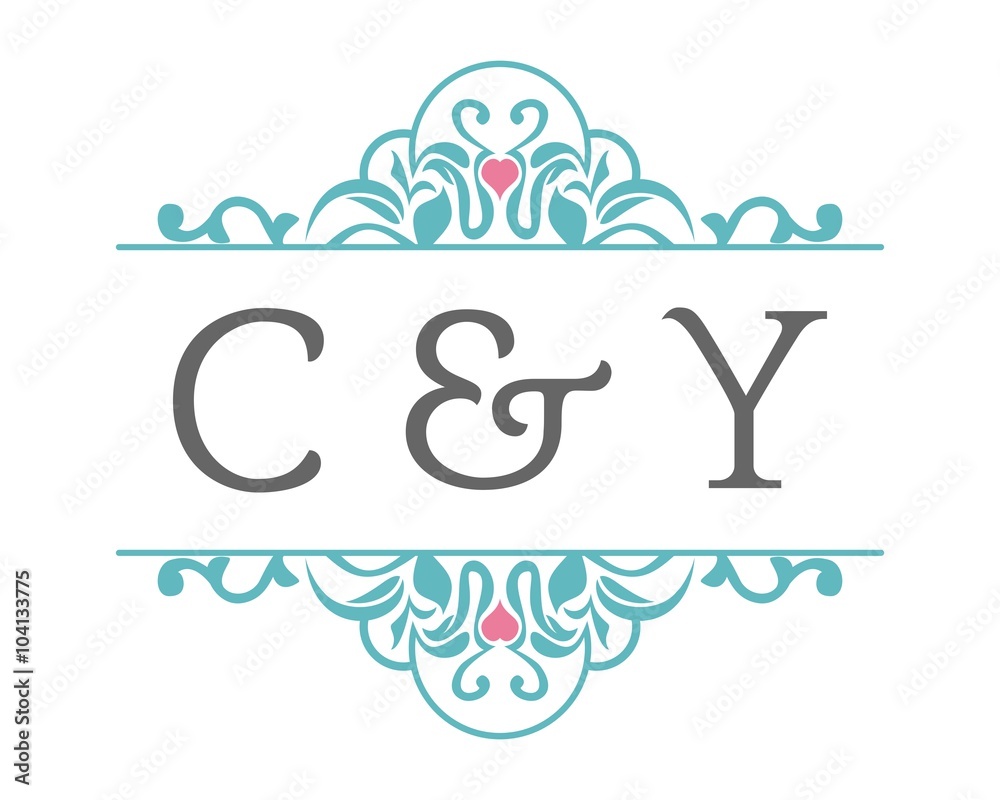 C & Y Initial Wedding Ornament Logo C & Y Initial Wedding Ornament Logo