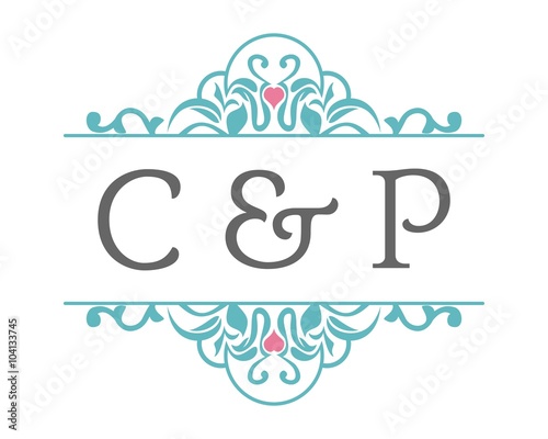 C & P Initial Wedding Ornament Logo
