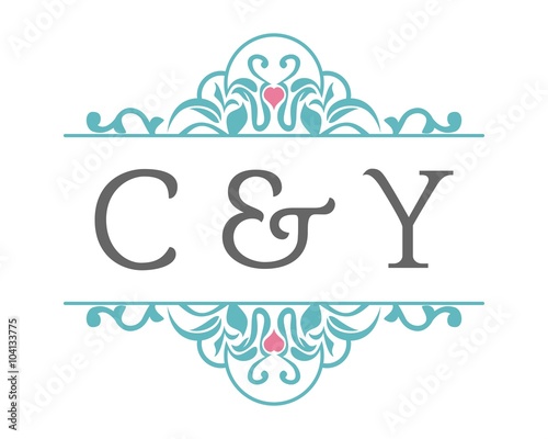 C & Y Initial Wedding Ornament Logo