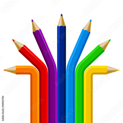 Color pencils semicircle template isolated on white background.