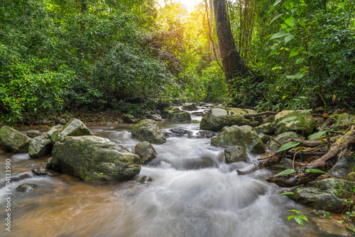 Waterfall in deep rain forest jungle  Krok E Dok Waterfall Sarab