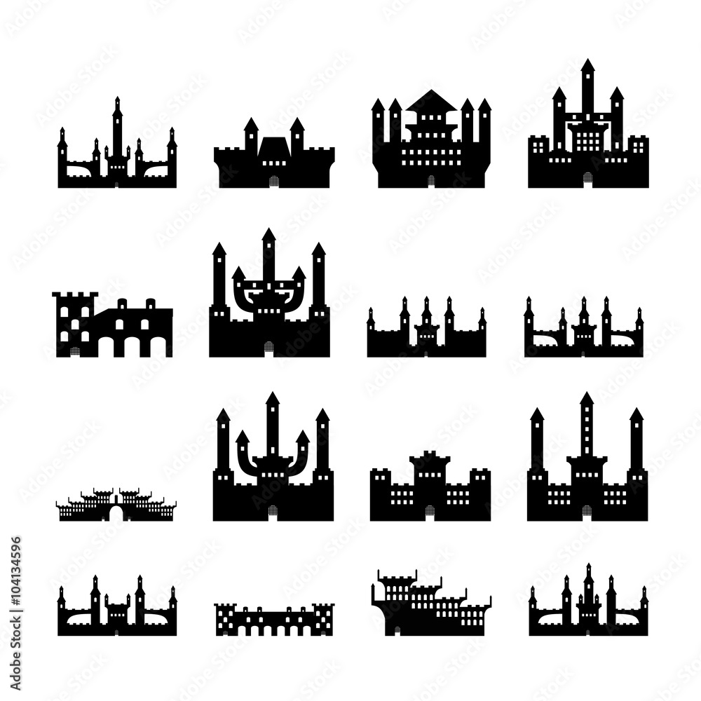 Set castles silhouette
