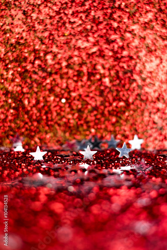 Red glitter and silver star abstract background, Perspective spa