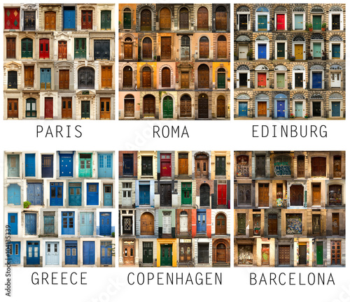 Photography Collage of European doors with names