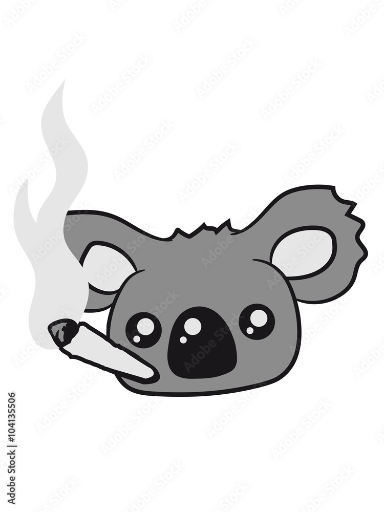 pothead weed hemp cannabis joint weed smoke pot high drug koala head face pothead weed hemp cannabis joint weed smoke pot high drug koala head face
