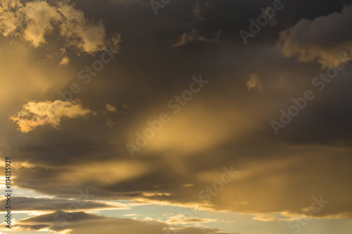 golden sunset sky and glowing cloud  twilight sky before rain