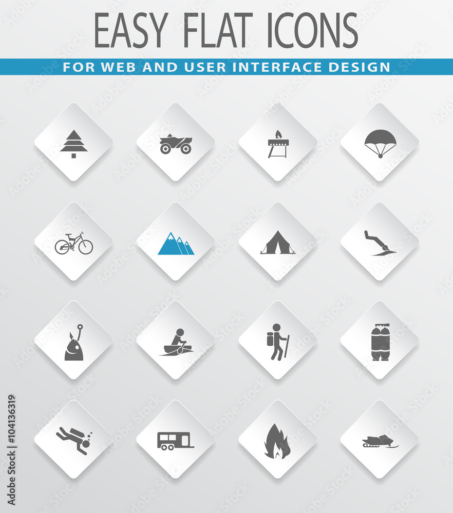 Active recreation icons set Active recreation icons set