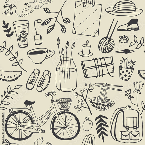 Everyday things. Good mood doodle in vector.