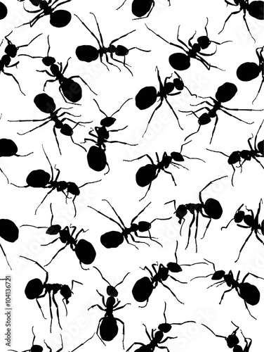 black ant silhouettes seamless background