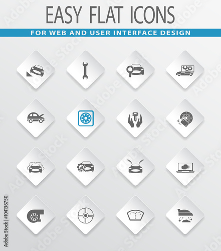 Car shop icons set