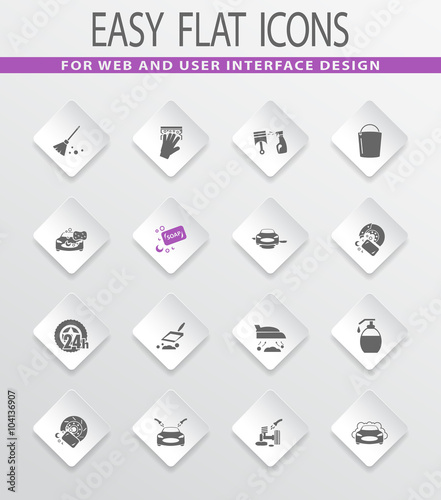 Car wash shower service icons set