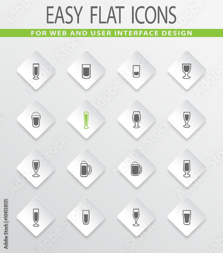 Glasses and cups icons set