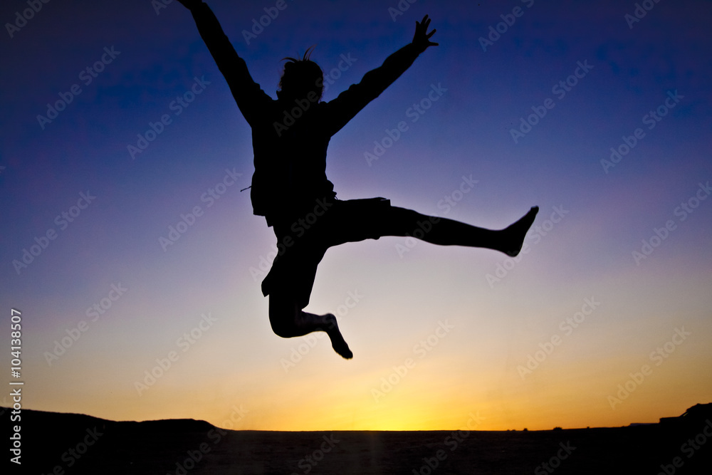 happy jumping person silhouette