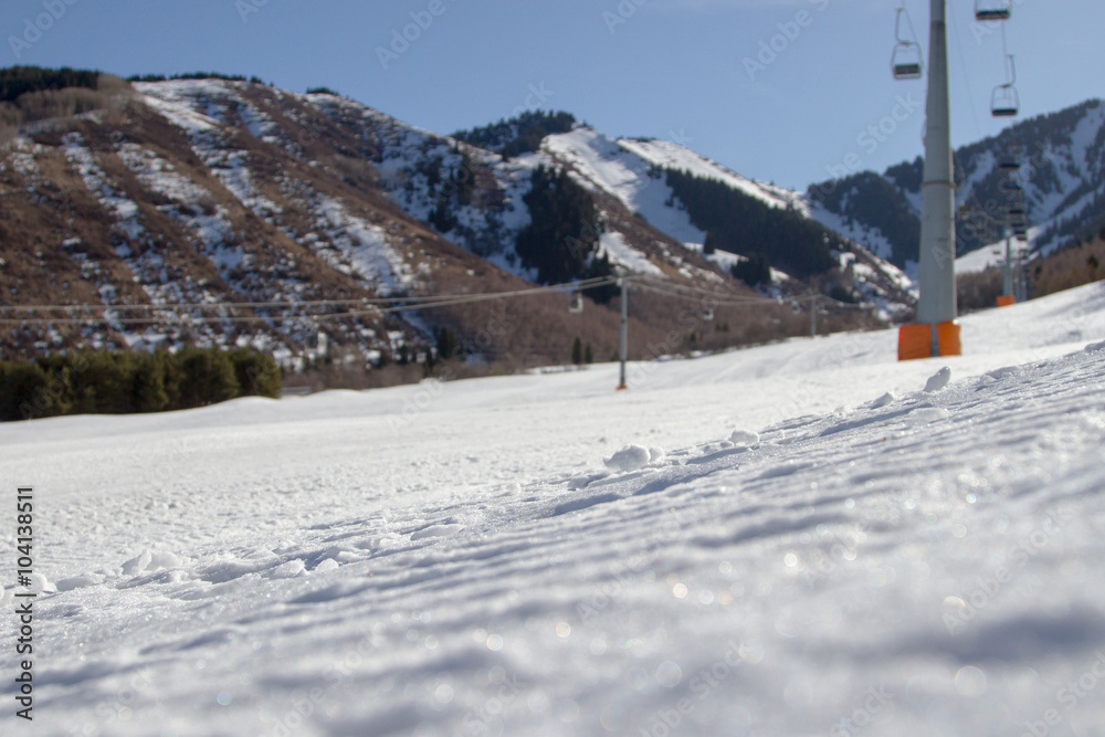 ski slope with ski lifts