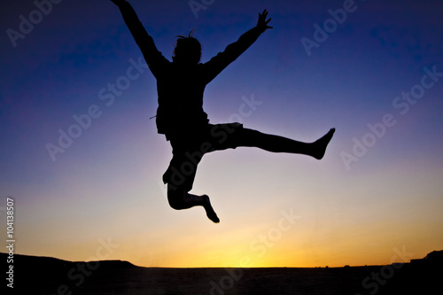 happy jumping person silhouette