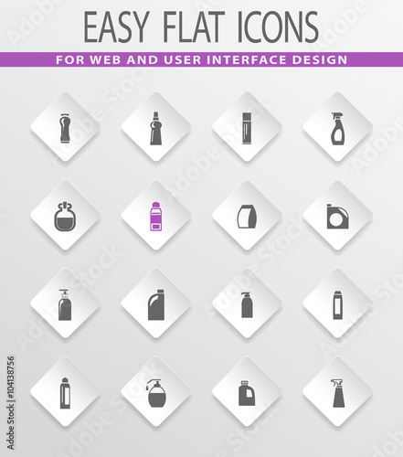Household chemicals icons set