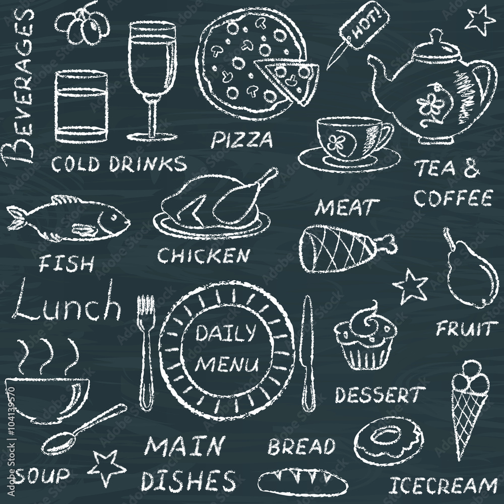Seamless pattern with doodle menu elements Seamless pattern with doodle menu elements