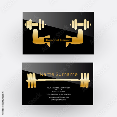 Vector abstract sign personal trainer. Business card