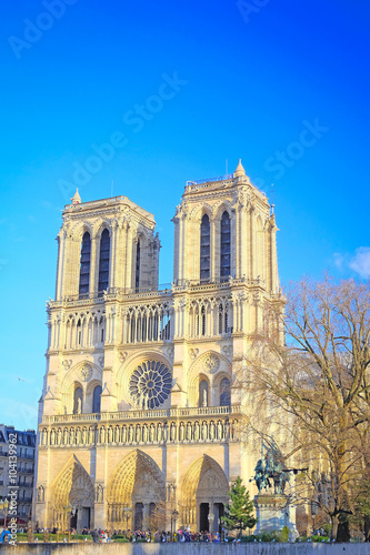 Paris, France, February 8, 2016: Notre Dame de Paris, one of the Paris simbols