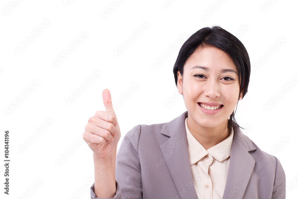 happy asian caucasian business woman giving thumb up hand gestur happy asian caucasian business woman giving thumb up hand gestur