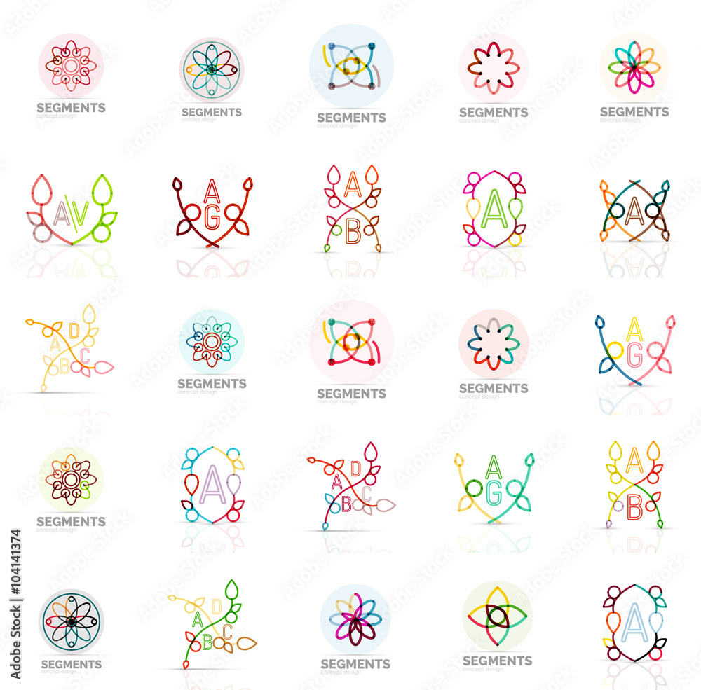 Linear abstract logos, letters, swirls Linear abstract logos, letters, swirls