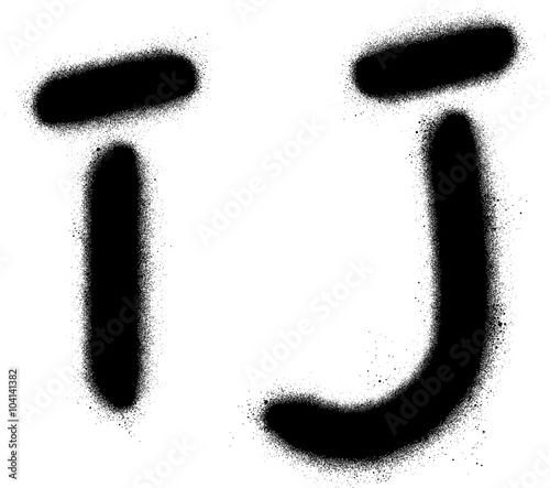 Graffiti J and I font in black over white