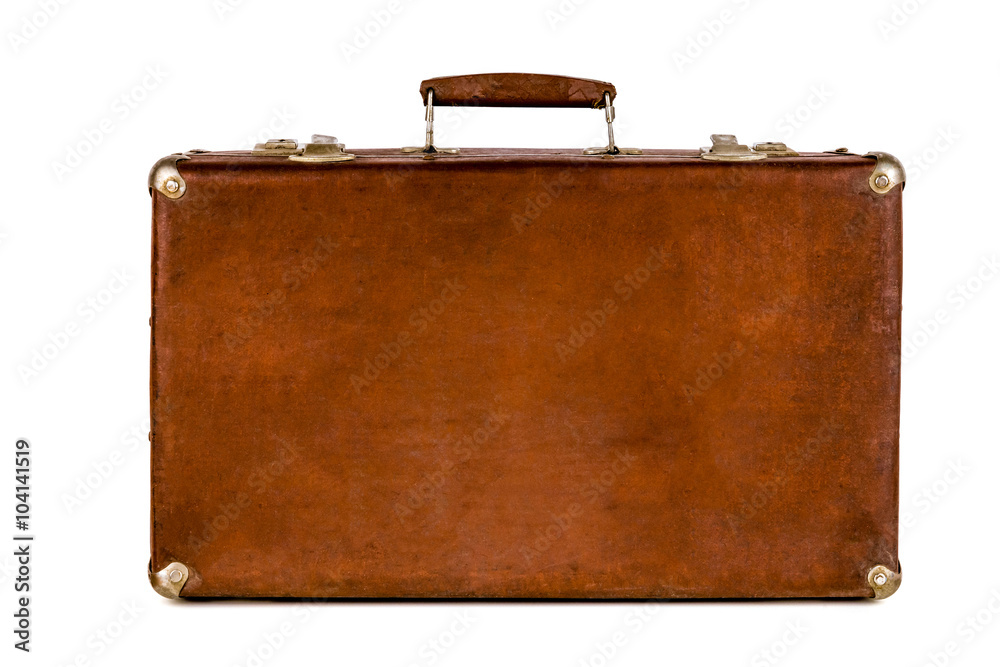 Old shabby brown suitcase with angle bars. Retro suitcase. Vintage baggage. Vintage  travel bag. Stock-Foto | Adobe Stock