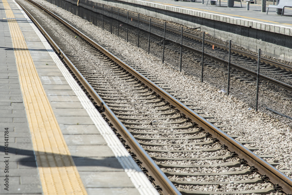 Railway track in a station
