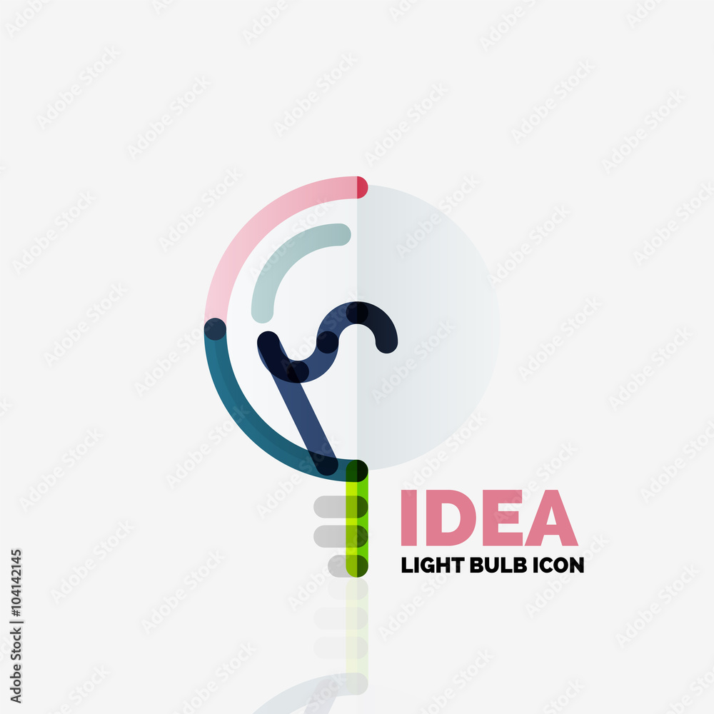 Fototapeta premium Logo, vector light bulb abstract linear geometric business icon. Idea concept