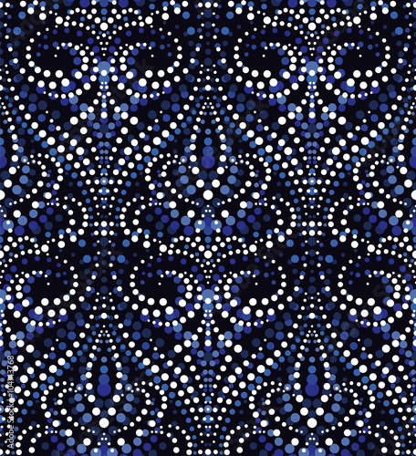 Seamless pattern of dotted damask. Elegant texture background in blue tone. Simple to edit, without gradient.