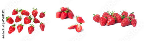 Collection of images of fresh strawberries