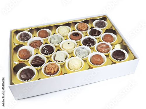 Chocolates in a box, chocolate truffles