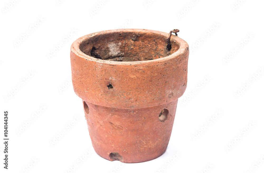 Old ceramic pot isolated on a white background Old ceramic pot isolated on a white background