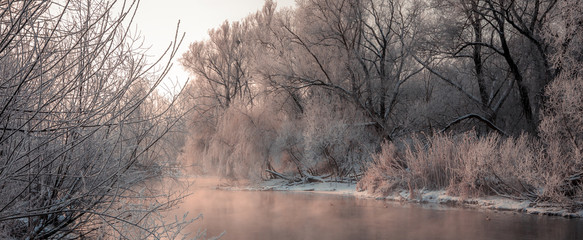 Papier peint photo Pantone 2025 Mocha Mousse fantastic winter landscape  © jenyateua