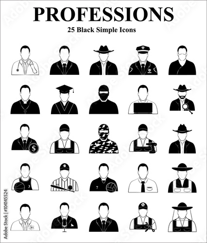 Professions 25 icons set for web and mobile