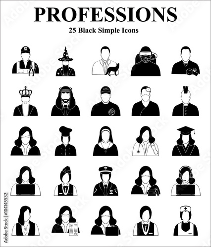 Professions 25 icons set for web and mobile