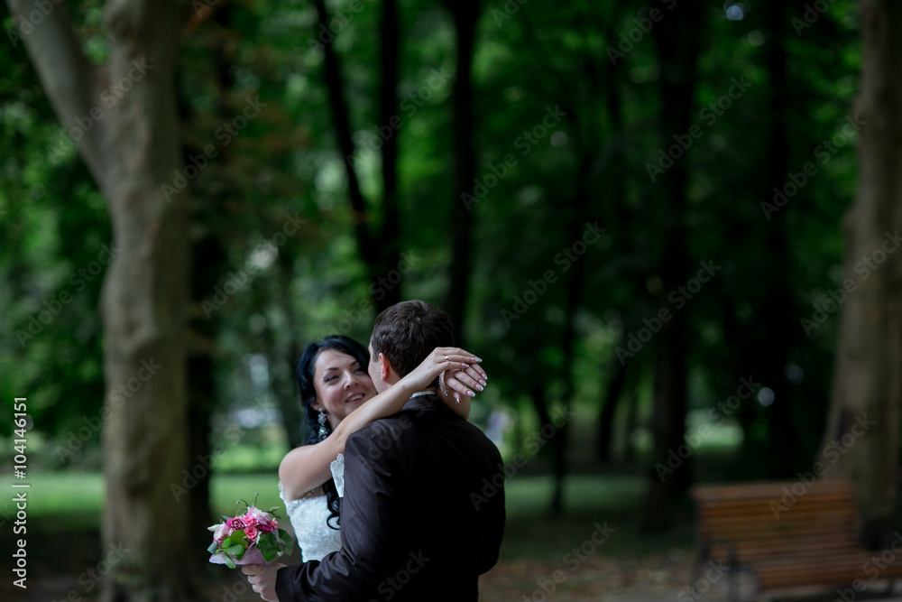 Fototapeta premium Wedding. Beautiful bride. Beautiful happy wedding couple