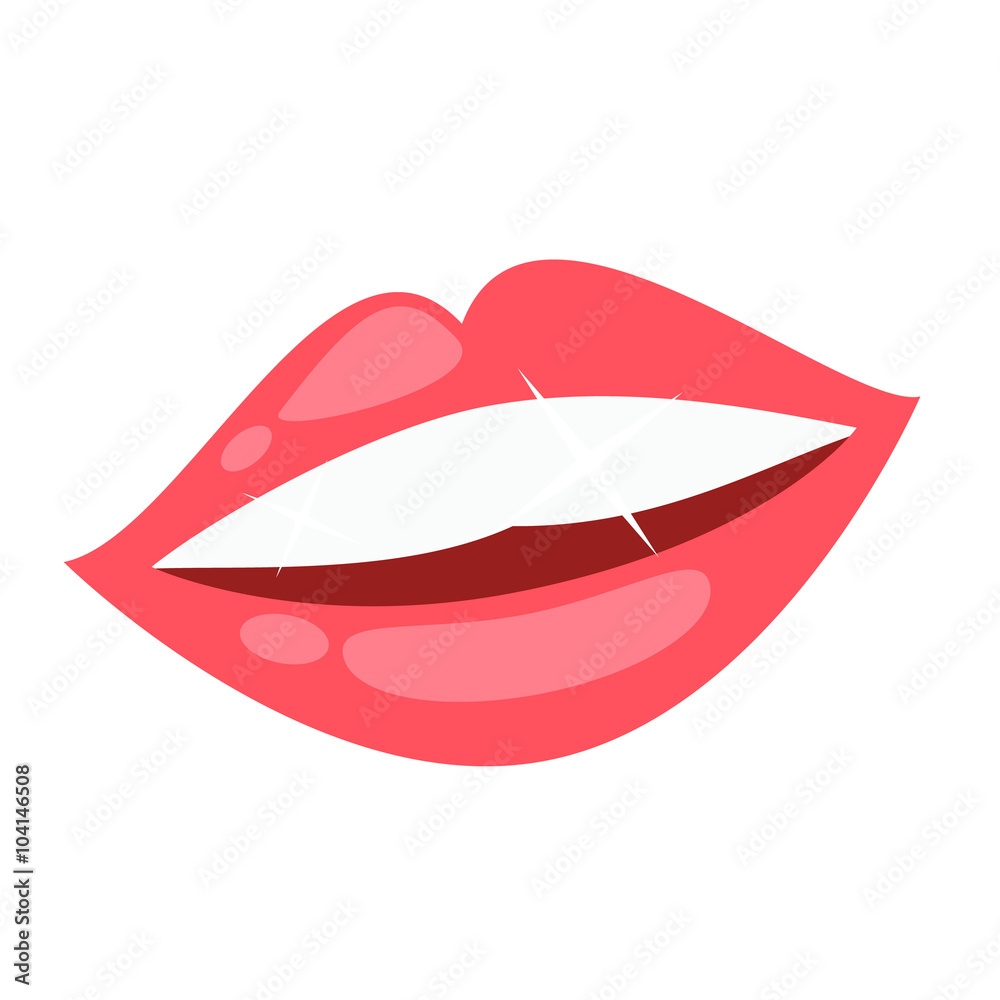 Smile with White Tooth Design Flat Smile with White Tooth Design Flat