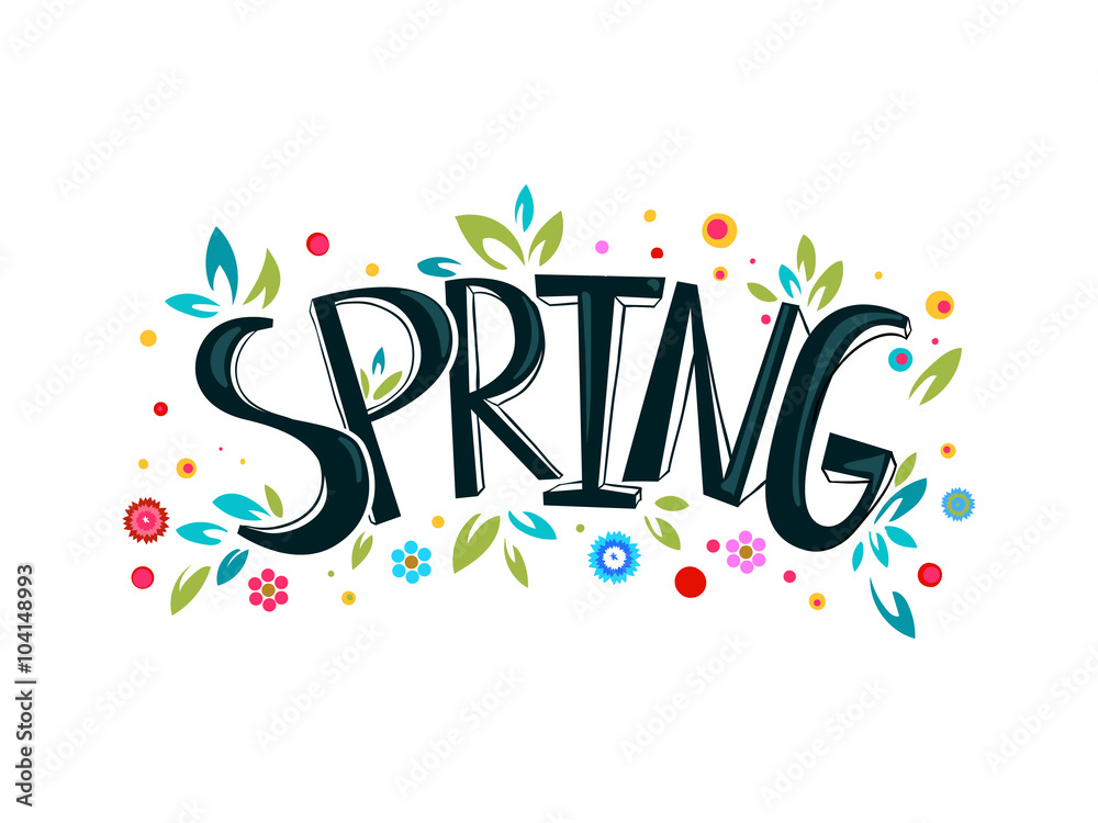 Naklejka premium Spring lettering design logo