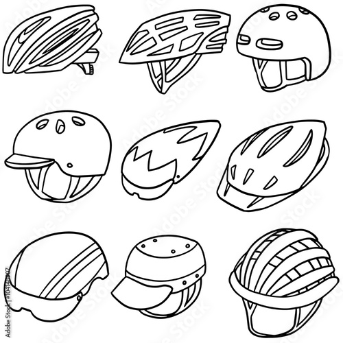 vector set of bicycle helmet