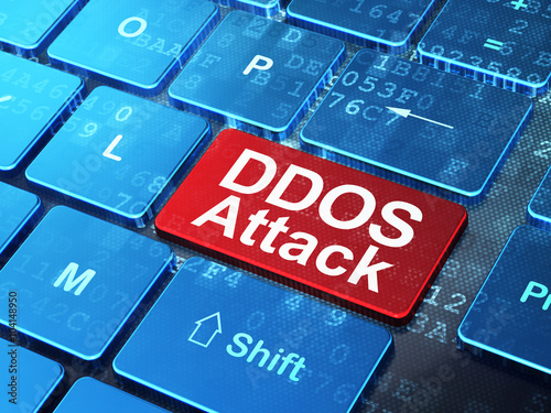 Safety concept: DDOS Attack on computer keyboard background