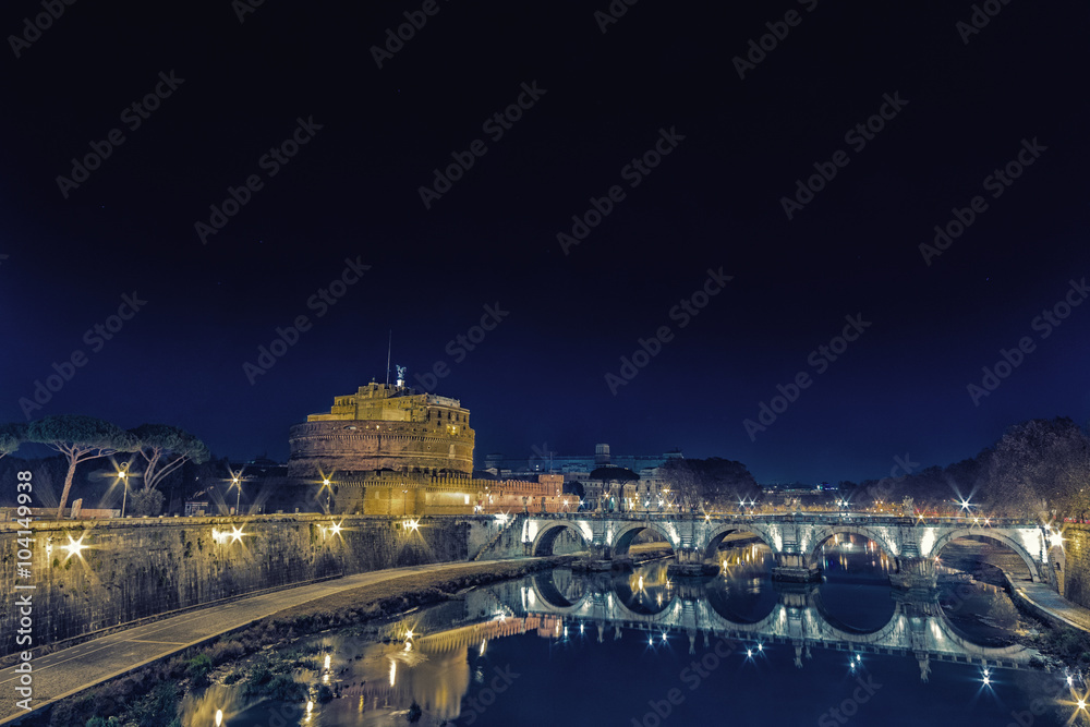 Bridge on Tiber river in Rome