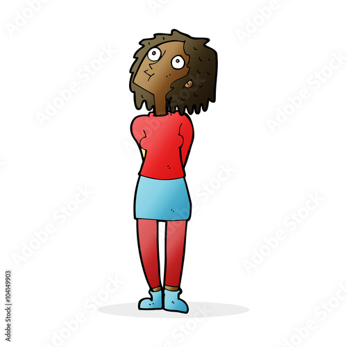 cartoon curious woman