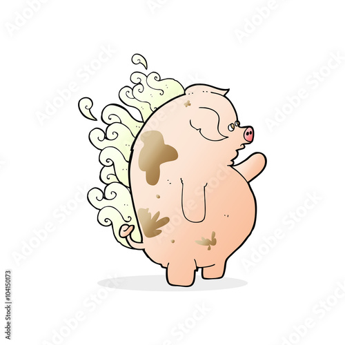 cartoon fat smelly pig