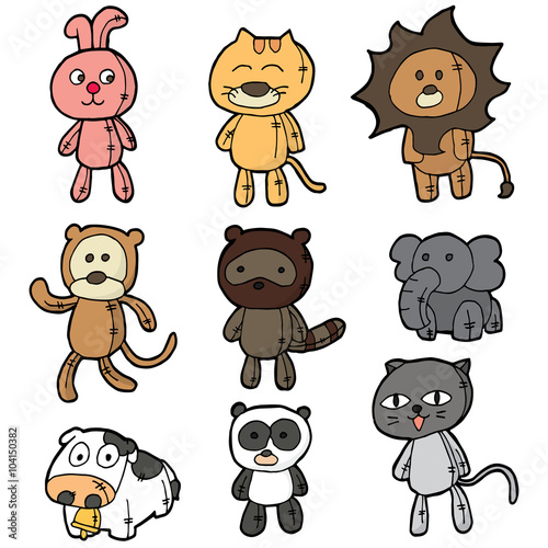 vector set of stuffed animals