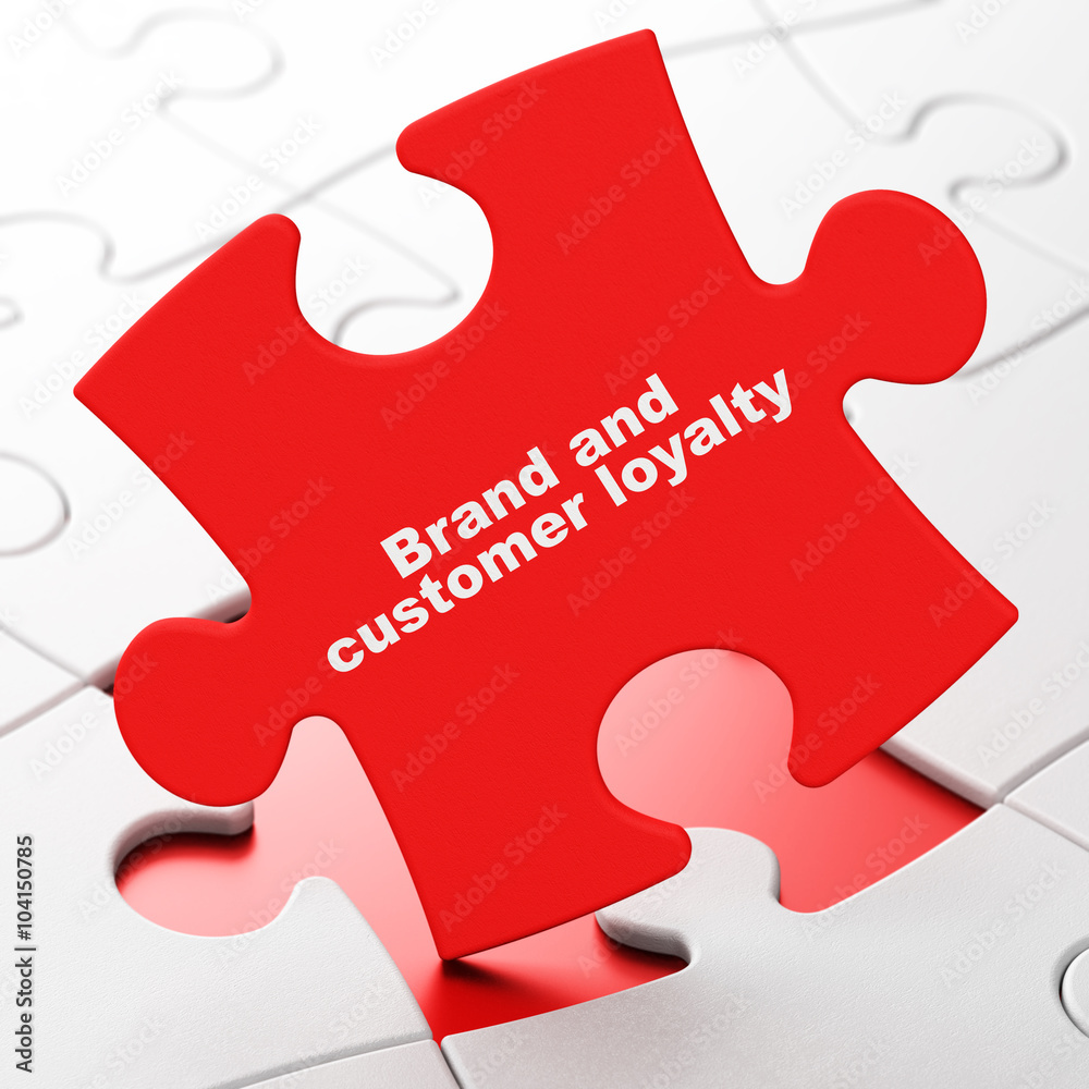 Marketing concept: Brand and Customer loyalty on puzzle background Marketing concept: Brand and Customer loyalty on puzzle background
